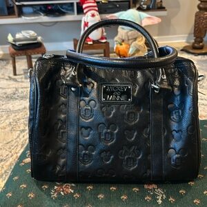 Disney’s loungefly mini and Mickey embossed black handbag missing strap